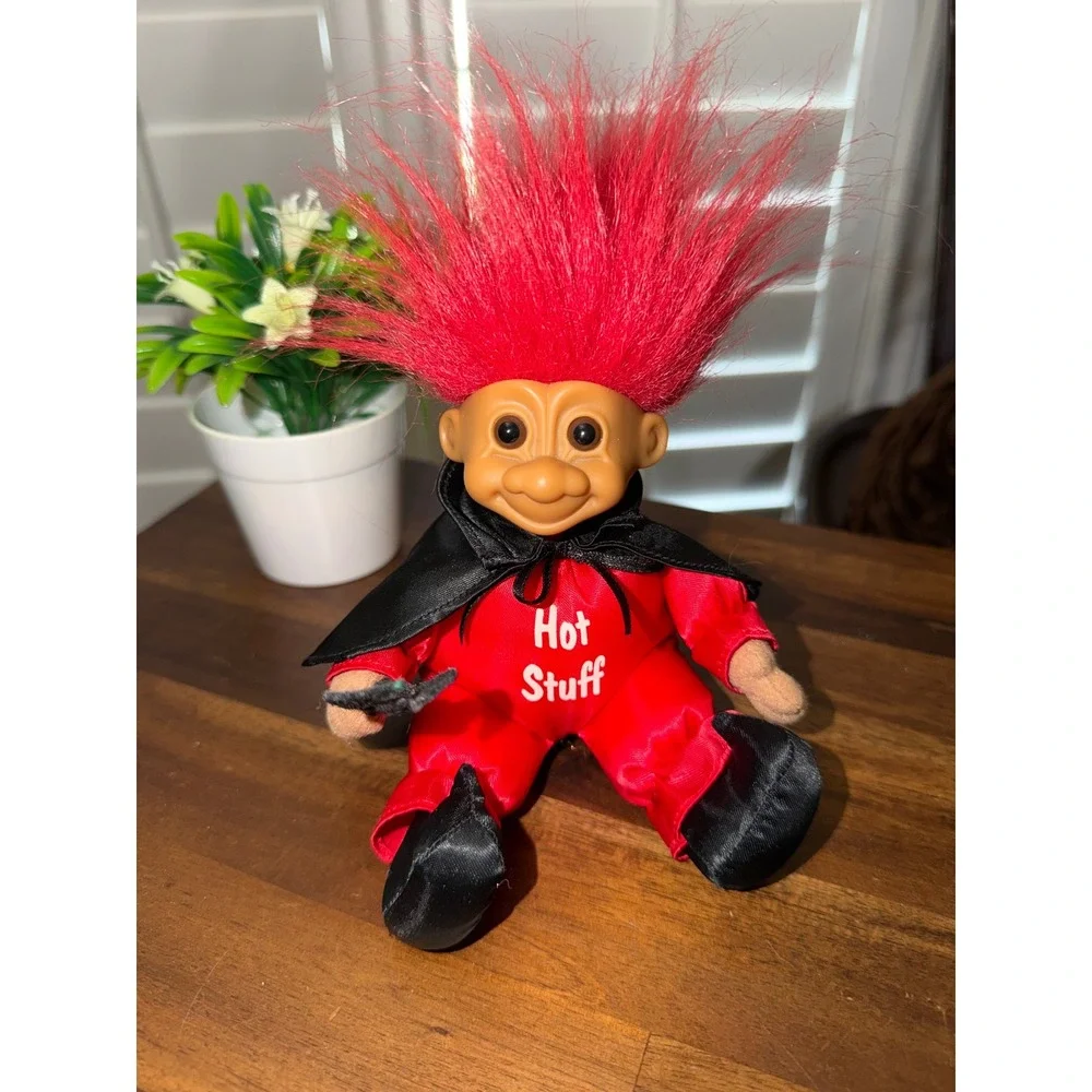 Vintage Russ Berrie Troll Doll Hot Stuff Devil Red Hair Costume Plush 1811